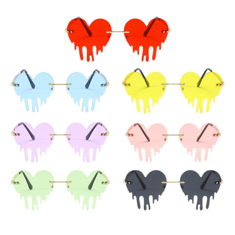 ファッション滴下ハート形のサン女性の不規則な人格の屋外旅行ユニークなシェード愛のメガネメガネカラ..