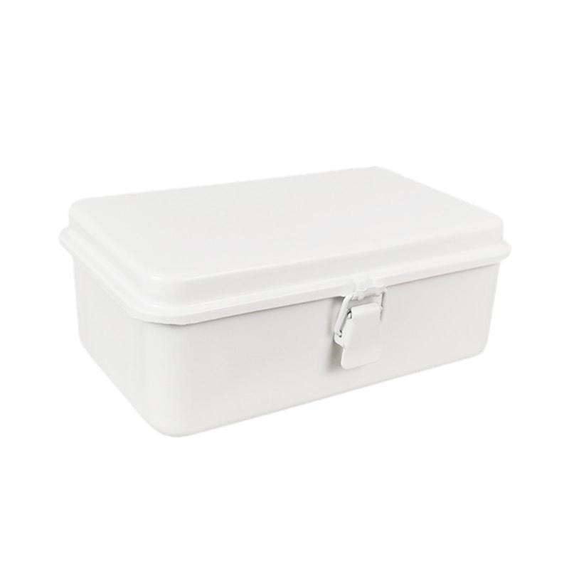 すまいる・きゃりあの金属製収納ボックス 蓋付き 空白 長方形 ビンテージスタイル コンテナ 空箱 DIY クラフト ステッカー キー ツール ハンドブック用｜アングル2