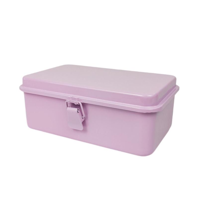 すまいる・きゃりあの金属製収納ボックス 蓋付き 空白 長方形 ビンテージスタイル コンテナ 空箱 DIY クラフト ステッカー キー ツール ハンドブック用｜アングル3