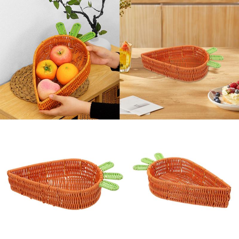 ラタン野菜の収納バスケットキャロット保管バスケットickerバスケットフードサービングパンバスケットパーティーの恩恵イースター