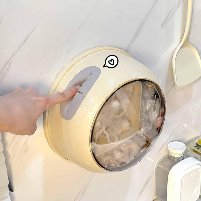 鮮度保持バッグ収納ボックス ラップフィルムスリーブ収納ケース キッチン壁掛け多機能装飾 フードラップバッグオーガナイザー