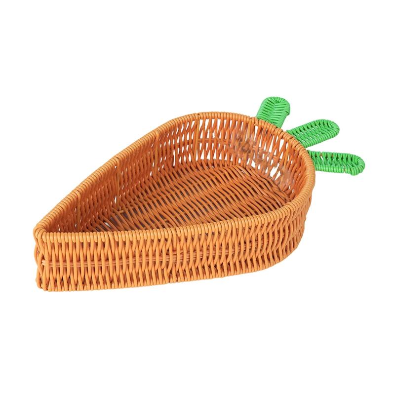 籐編みバスケット.フルーツボウル.フードホルダー.トレイとスナック.ニンジン型収納バスケット