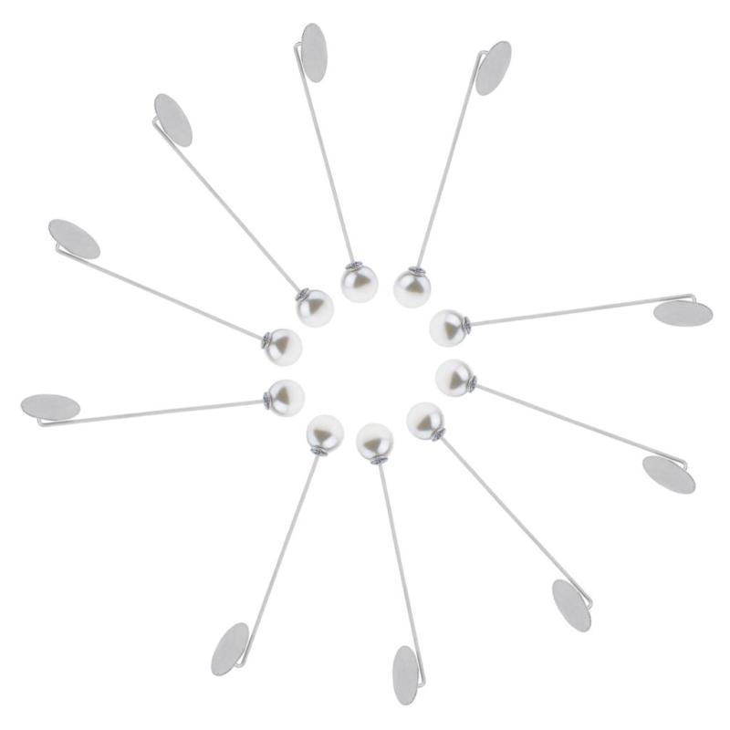 10個/個ブランクトレイラペルスティックピンハットスカーフブローチDIYクラッチブートニエール