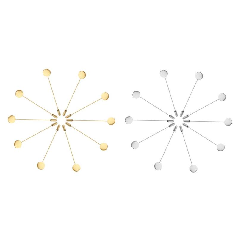 10セット 全2色 丸皿付き ハットピン 全長約75mm ピンブローチ 手作り アクセサリーパーツ 道具 DIY