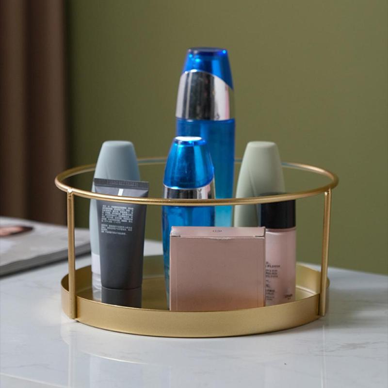 鉄化粧オーガナイザーゴールドメッキ化粧品収納ホルダーラック/二層大容量ディスボックスドレッシング..