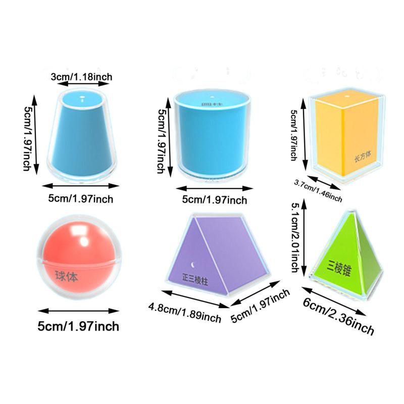 16x 幾何学立体 幾何学図形 マルチカラー図形 幾何学ブロック 就学前数学教師用品 十代の学生用 2