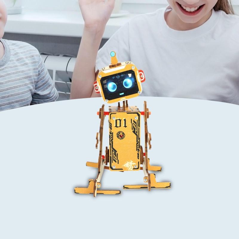 ロボットDIYキット 男の子 女の子向けギフト 木製 組み立て アート クラフト 音声制御