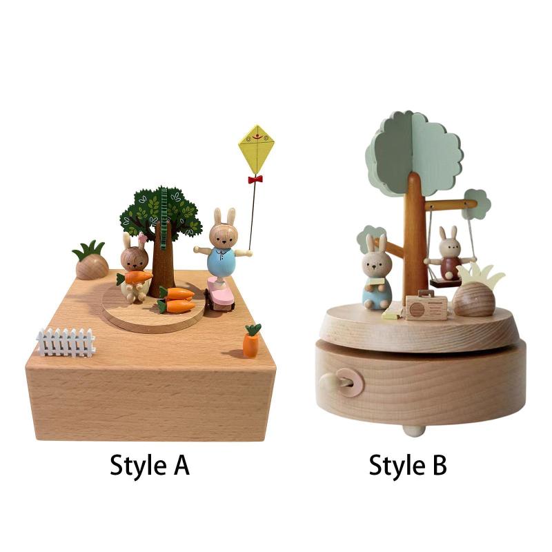 木製オルゴール.回転式クラフトおもちゃ.かわいい機械式オルゴール.彼氏.母.祖母.バレンタインデー用の木製オルゴール.