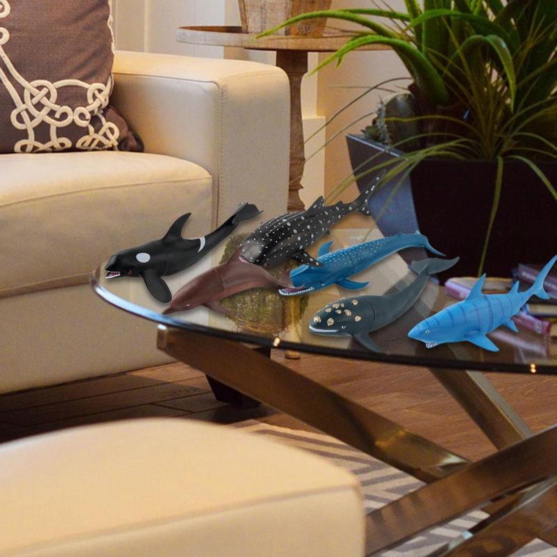 オーシャンクィギュア動物サメ海洋教育玩具子供向けホッキョククジラ , タイガースシャーク右クジラ 2