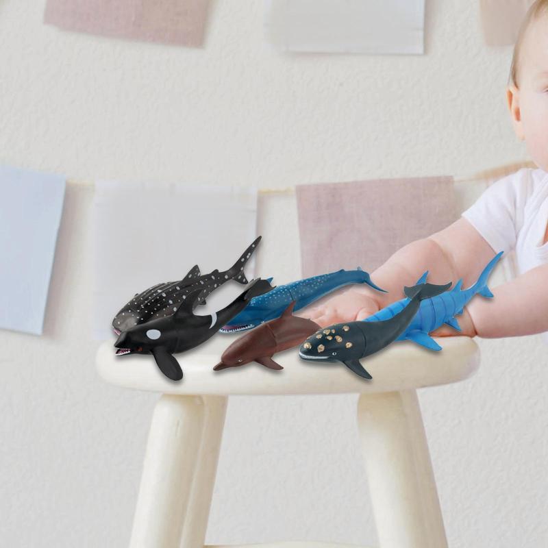 オーシャンクィギュア動物サメ海洋教育玩具子供向けホッキョククジラ , タイガースシャーク右クジラ 3