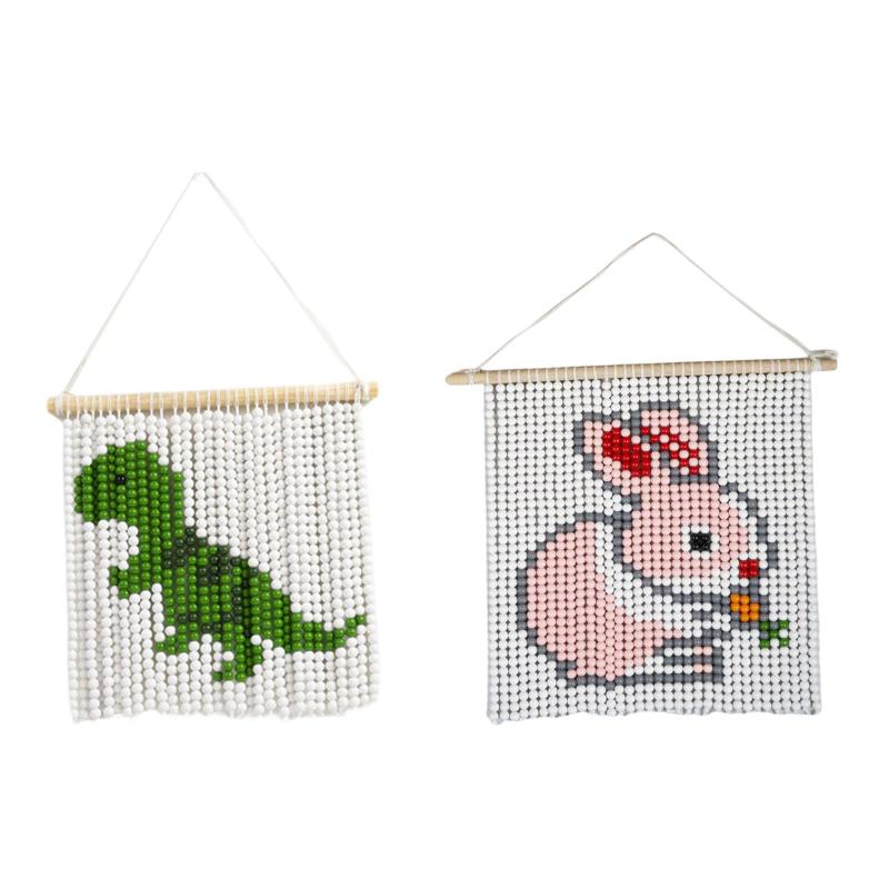 DIYウッドビーズタペストリー手作り素材キット保育園の装飾のための壁掛け