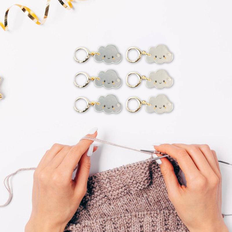 6 ピース ステッチマーカー かぎ針編みマーカー スムーズで再利用可能な縫製マーカー 合金 クラウドま..
