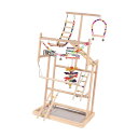 オウムの遊び場 オウムのプレイスタンド 木製止まり木スタンド ラブバード 小型インコ用バードジム(4)