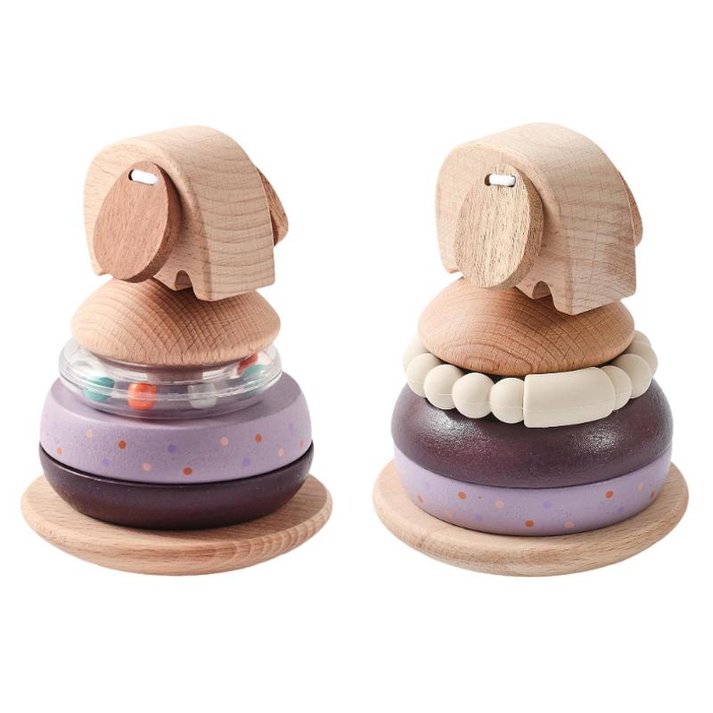 木製積み木.象の積み木飾り.教育用.バランス積み木.子供用クリスマスプレゼント