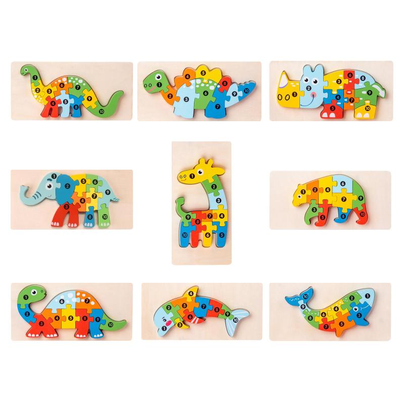 カラフルな木製動物パズル アニマル木製パズル 知育発達玩具 木製パズル 動物のおもちゃ 幼児用パズル 男の子 子供用