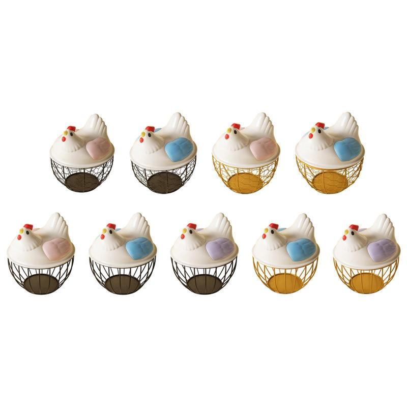鶏卵バスケット 金属ワイヤー 鶏卵収納バスケット かわいいポータブル鶏卵ホルダー パントリー用新鮮な..