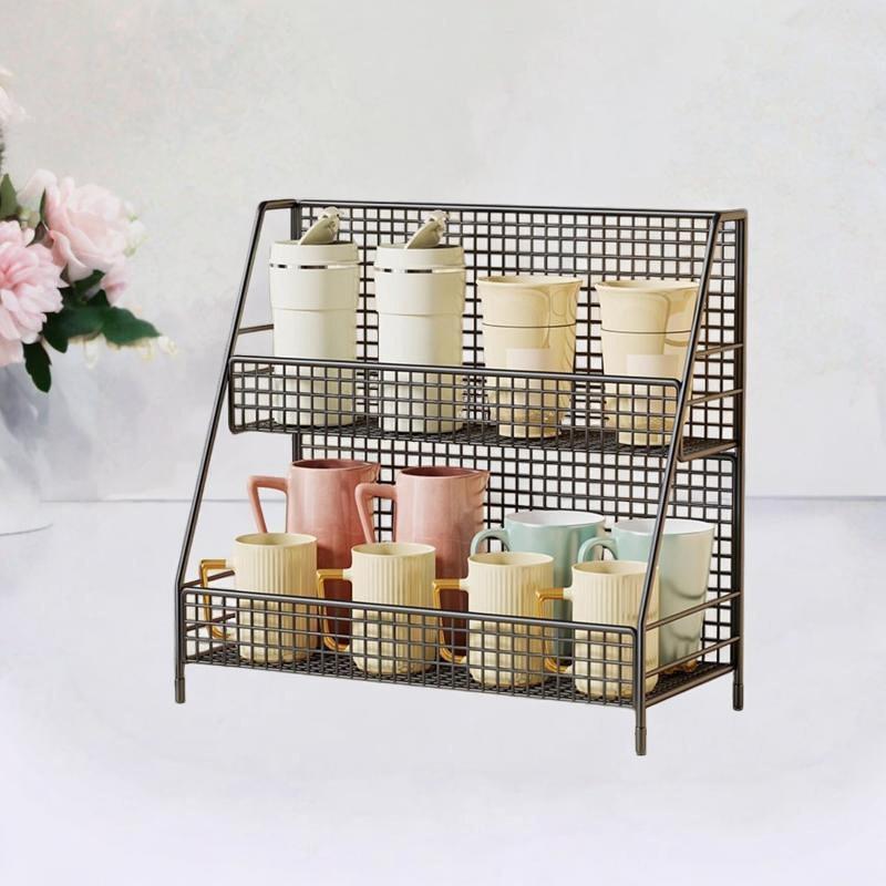 2層のキッチンカウンターシェルフメイクアップオーガナイザーテーブルレストランのラック