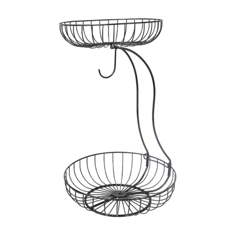 キッチンカウンターオーガナイザー用フルーツバスケット.2層モダンカウンタートップフルーツボウル.食品保存.ダイニングテーブル用