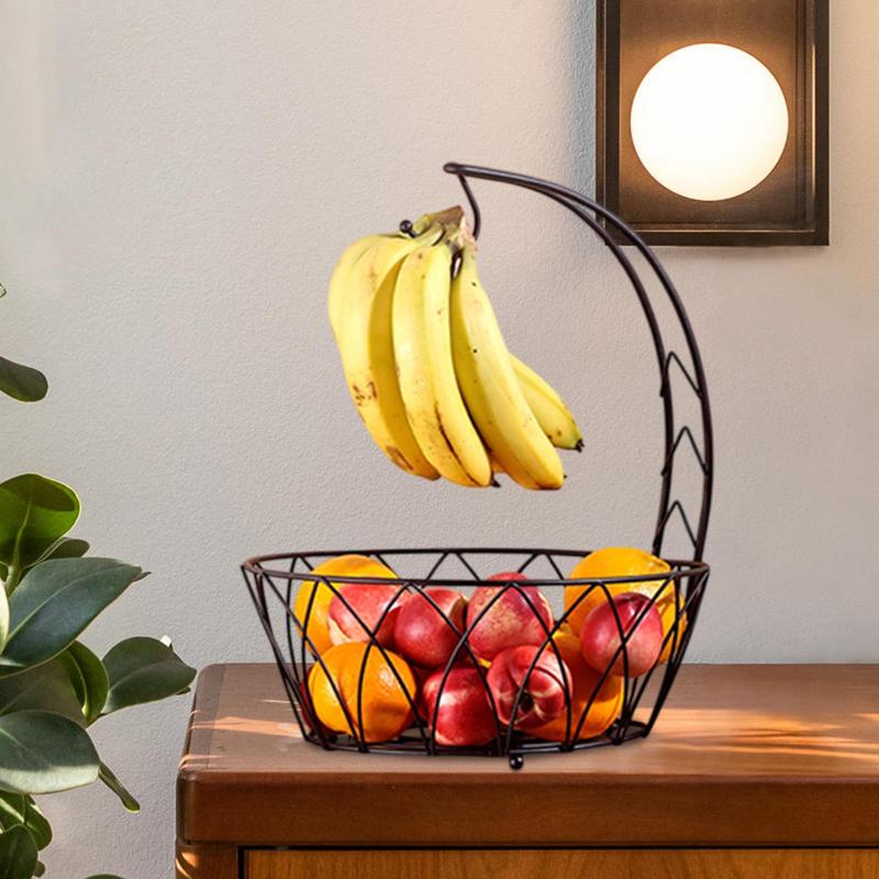 フルーツバスケット 野菜ボウル バナナフック収納 メタルワイヤーオーガナイザー パンバスケット キッ..