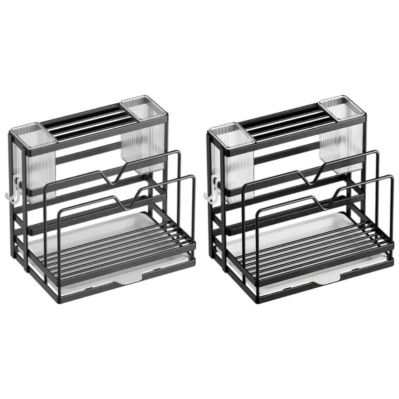 キッチンカトラリーホルダーストレージラックスペース節約実用的な多目的排水ラックポットパン蓋カッテ..