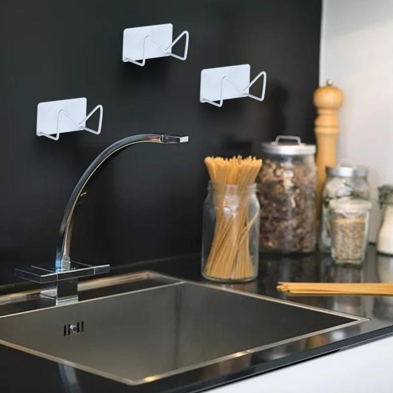 3ピースキッチンスポンジホルダー防水フックランドリー洗面所ホワイト