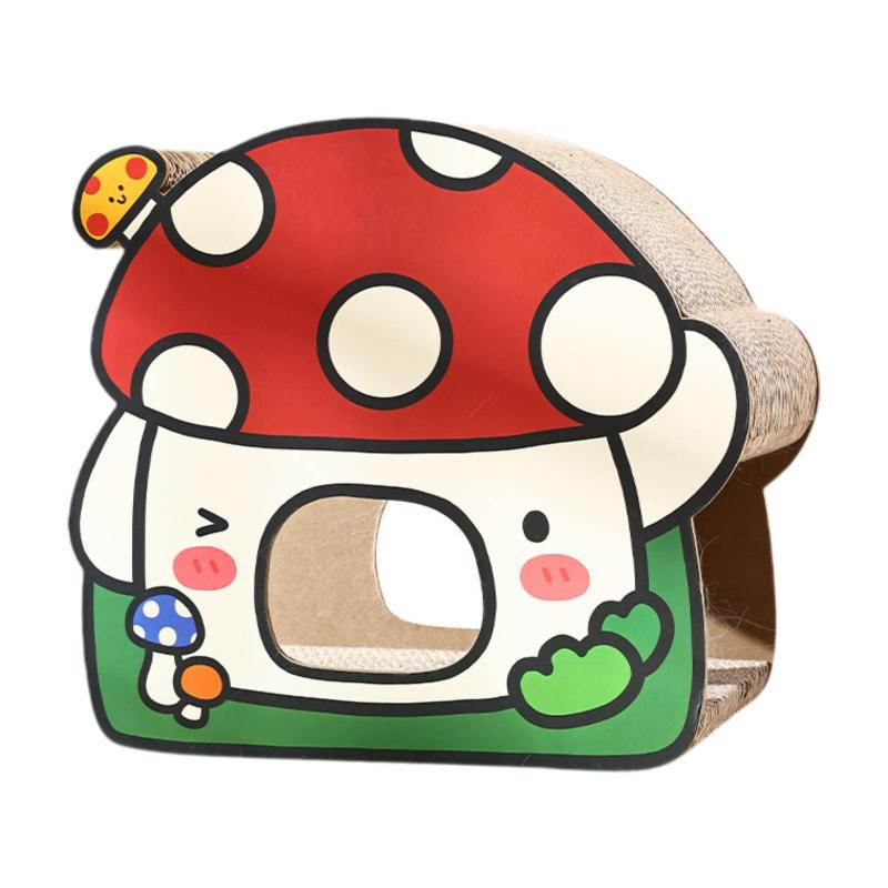 キノコ型猫用爪とぎハウス ラウンジベッド ホームデコレーション 爪とぎパッド 洞窟