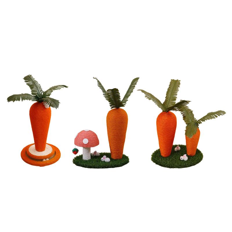 ニンジン猫スクラッチポスト猫スクラッチャー楽しい耐久性のある研削爪猫の木サイザル麻スクラッチポス..