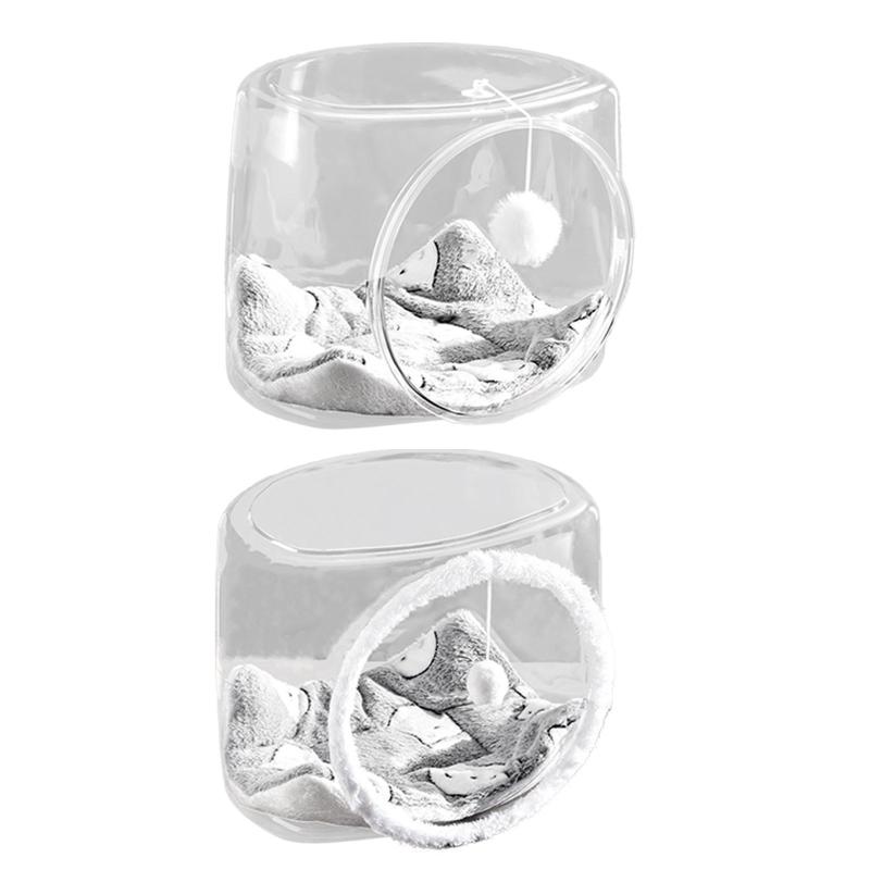 クリアカプセル猫ベッドぬいぐるみ猫遊びボール通気性アクティビティセンターペットベッド屋内猫猫ハウ..