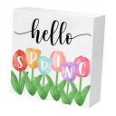 Hello Spring Decor ファームハウスホームオフィス用センターピーステーブルオーナメント