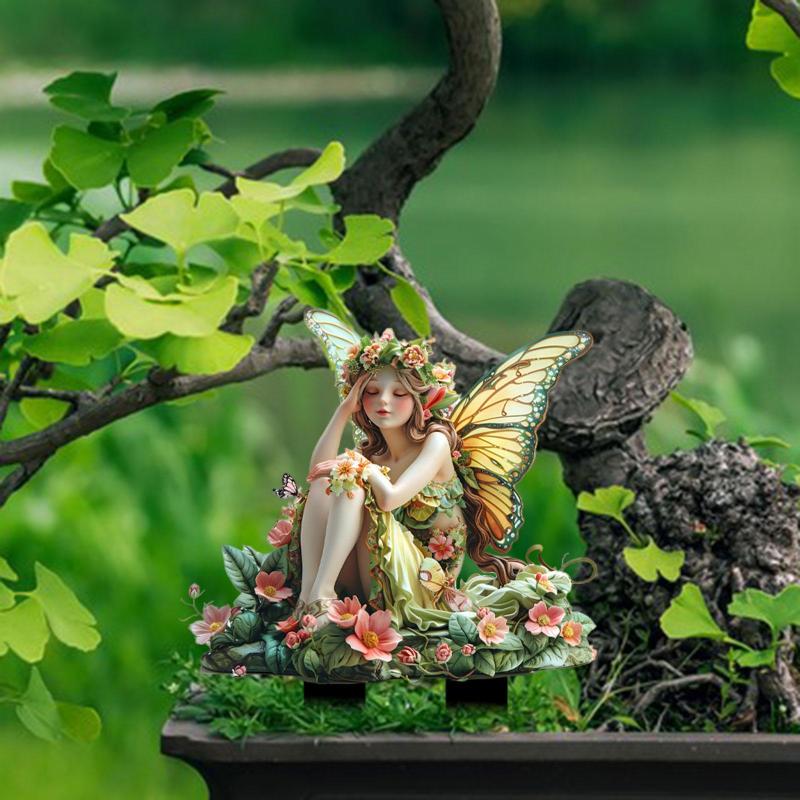 庭の妖精のペイズデコレーションDIYクラフト2Dアパートメント庭用