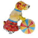 犬が丸いボールを押すブリキのおもちゃグッズ時計じかけのおもちゃキッズギフト|詳細画像