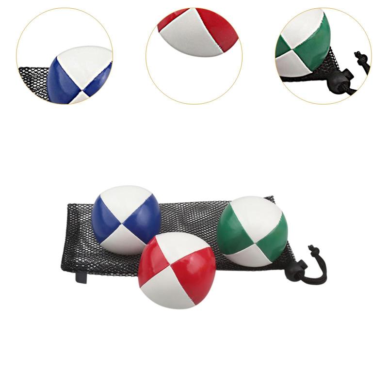 すまいる・きゃりあの3 個のジャグルボール トスボール 面白いカラーマッチ PU レザー メッシュバッグ付き ジャグラーボール 公園アクティビティ エンターテイメント 裏庭用｜アングル2