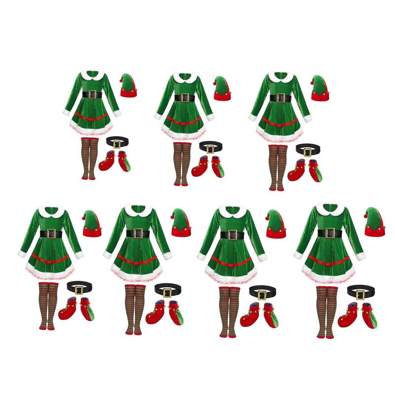 クリスマスステージパフォーマンスフェスティバルのためのエルフクリスマスコスチュームコスプレエレガントな衣装