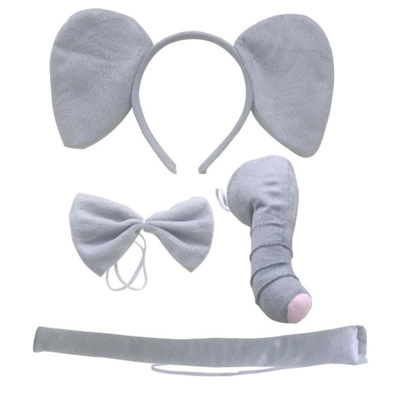 象の耳カチューシャ鼻蝶ネクタイテールコスチュームアクセサリーパーティー用
