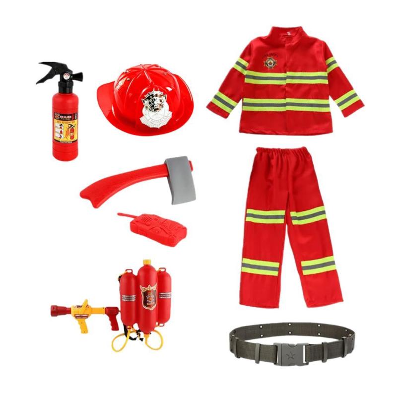 子供用消防士コスチューム ユニフォーム スーツ ロールプレイ カーニバル ハロウィン 誕生日