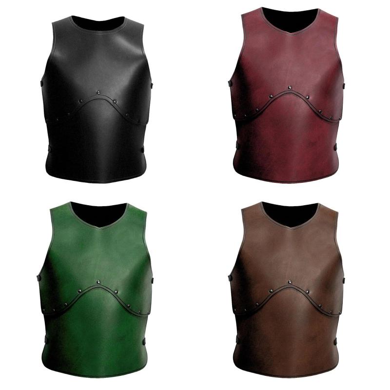 中世のチェストアーマー装飾PUレザーロールプレイハロウィーンパーティーのためのベスト