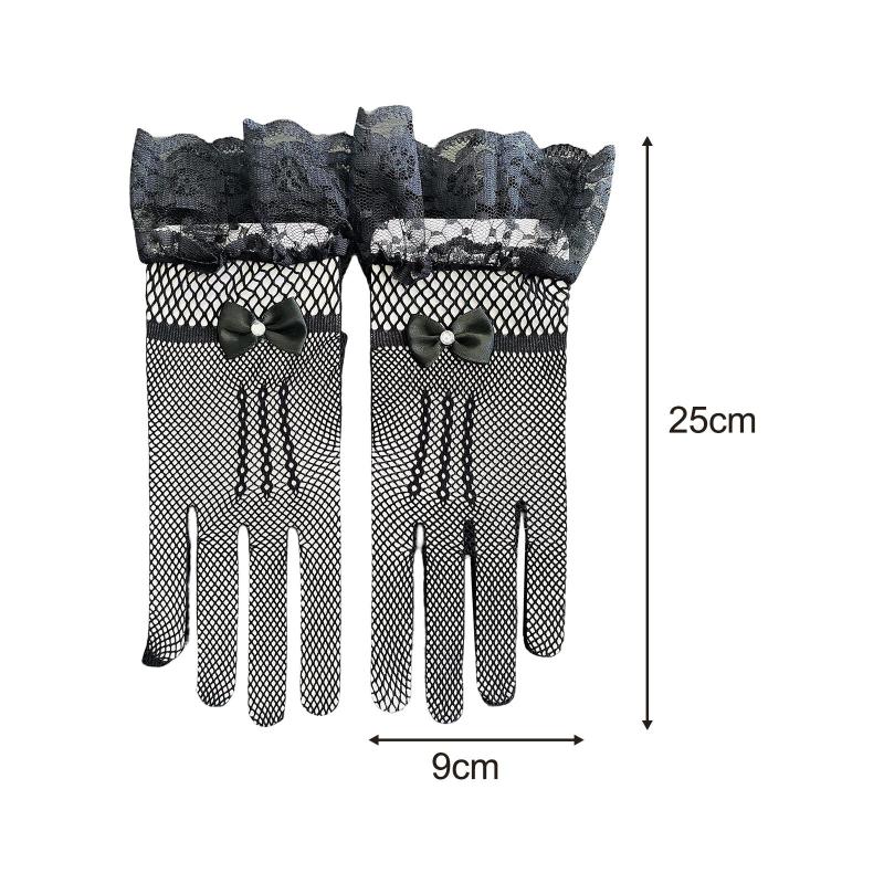 ショート レース グローブ ロリータ フィッシュ ネット ウェディング グローブ 通気性 ティー パーティー パフォーマンス用
