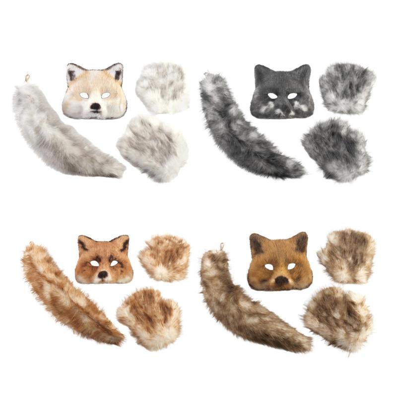 コスプレ衣装セット マスク.手袋.しっぽ付き 舞台パフォーマンスコスプレフェスティバル用