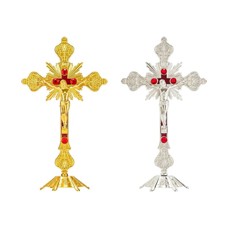 スタンド付き十字架像.カトリック彫刻.コレクション.テーブルクロス.イエス十字架像.ホームデコレーシ..