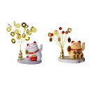 ラッキー猫の彫像の富の木の彫刻の誕生日プレゼントfeng shui decoration動物飾りホリデーファームハウスの寝室の棚のための飾り