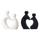 2ピース/個花瓶バレンタインデーデコレーションロマンチックなカップル彫像ホームエントランスシェルフの記念日の抽象的な彫刻