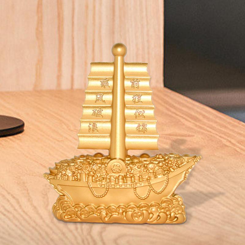 ゴールデンヨット飾りギフトテレビスタンドデスクの装飾のための中国の像