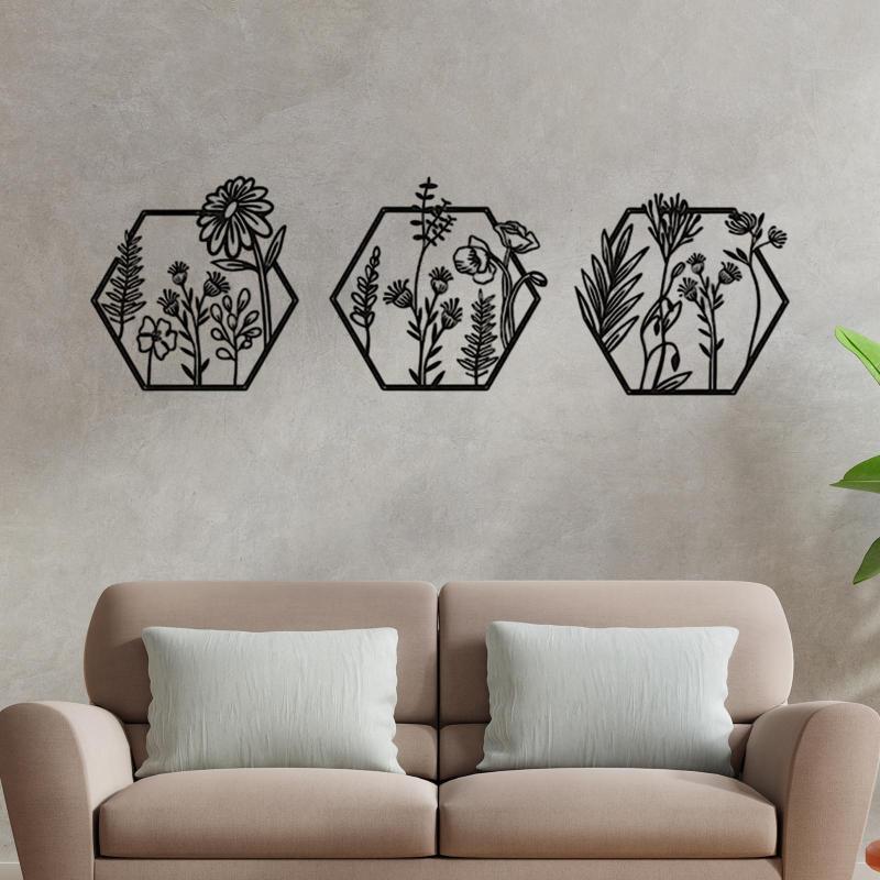 金属製フラワーウォールハンギング3個