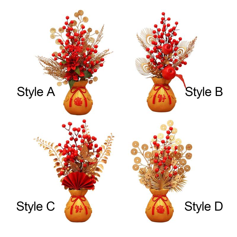 樹脂造花鉢植えフラワーオーナメント装飾.テーブルセンターピース.新年フラワーアレンジメント.ホリデ..