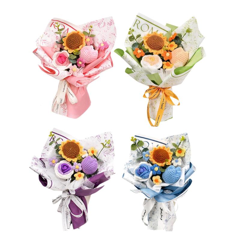 家の装飾用のかぎ針編みの花のアレンジメントお祝いのための花のデザイン