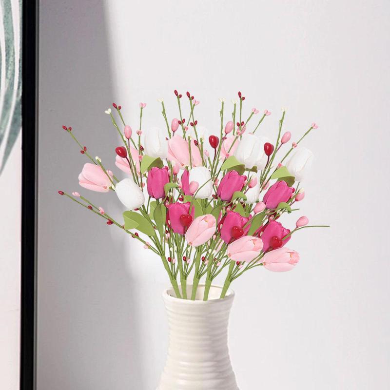 ホリデーガーデンを飾る人工チューリップの枝5本