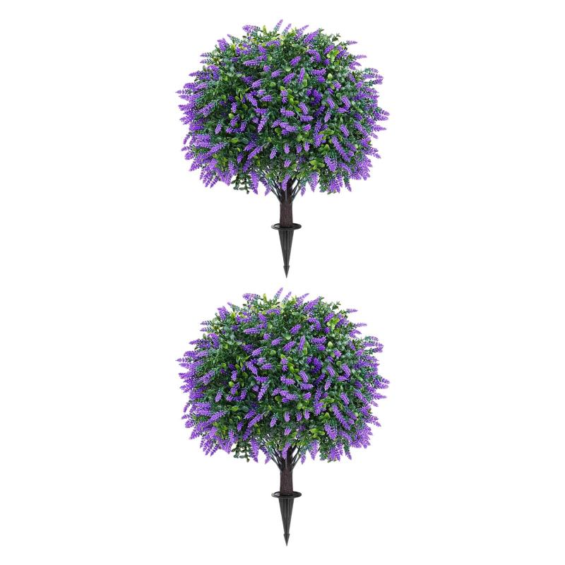 人工花 墓地用ブーケ 花 フェイク ラベンダー 通路 ポーチ 2個