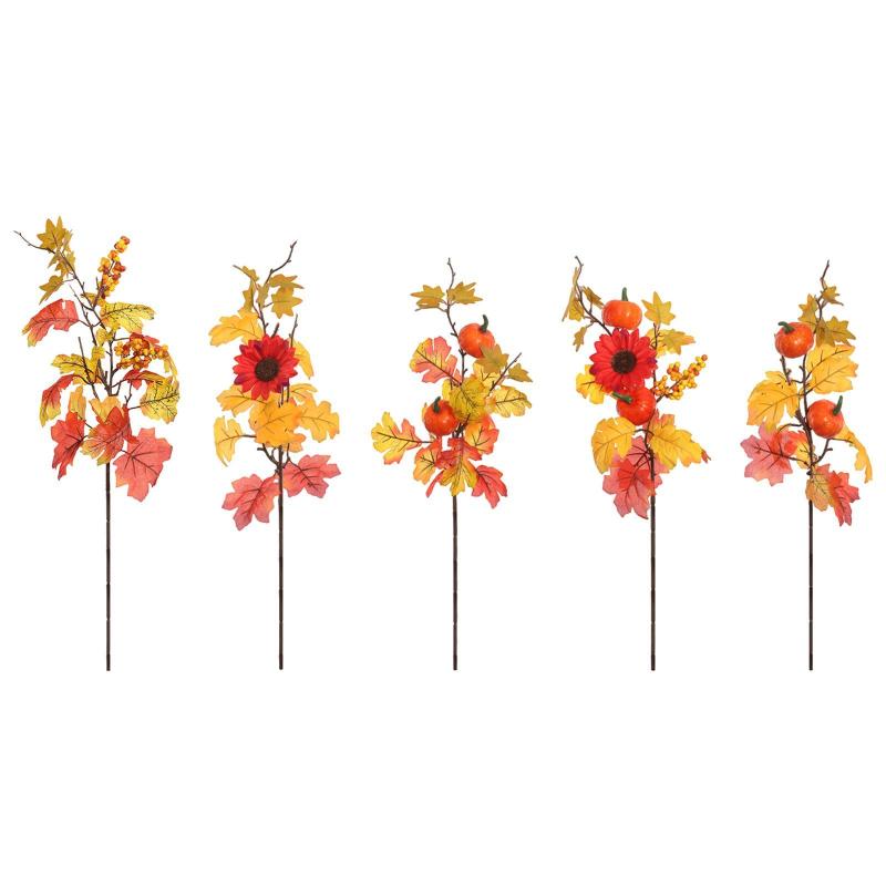 人工メープルリーフの枝.フェイクリーフの茎.屋内家庭用フェイクプラント.秋の葉.新築祝い.暖炉.感謝祭..