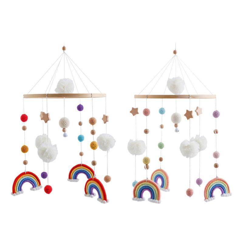 ベビーベッド用モビール 吊り下げウィンドチャイム クリエイティブな保育園用装飾 星と虹の装飾付き 男..