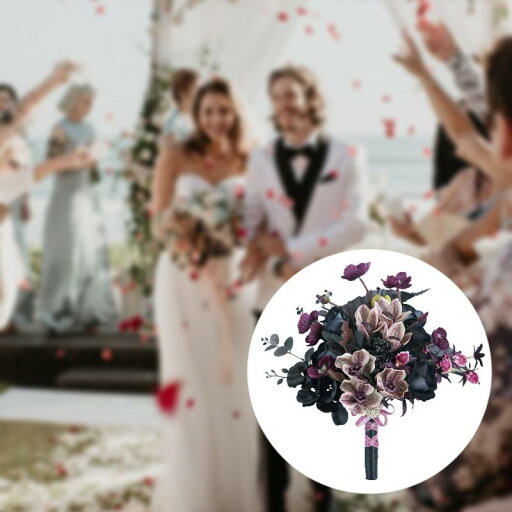 結婚式のブーケ人工偽の花現実的な17.7 "花を保持します 結婚式のブーケ人工偽の花現実的な17.7 "花を保持します